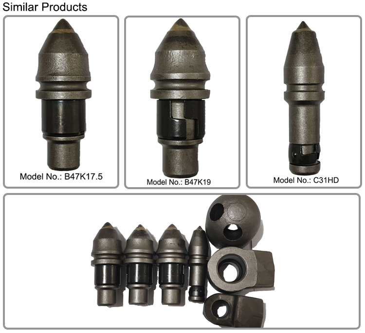 Foundation Rotary Drilling Rig B43 Rock Bullet Teeth With Square Holder