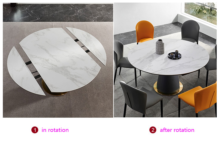 Metal Base Sintered Stone 75ch Height Oval Rotate Table