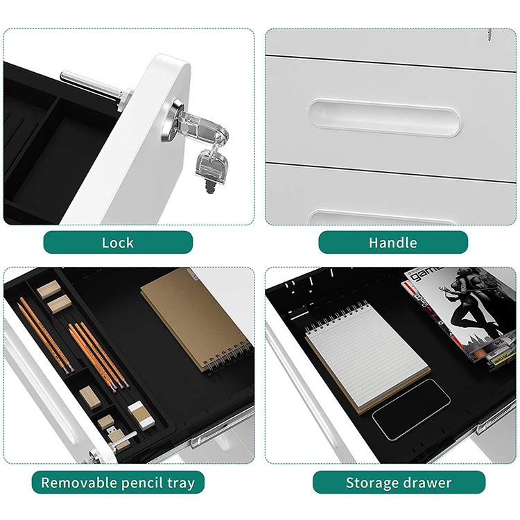 customization 3 Drawer Mobile Pedestal Cabinet Mobile File Pedestal H620mm