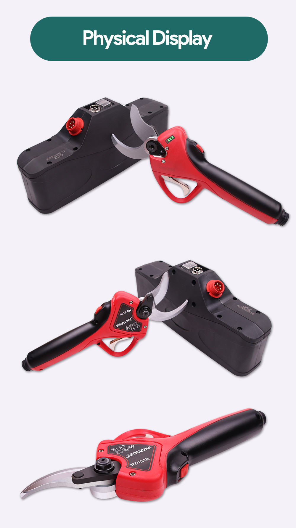 Cordless Garden Cutting Tools Tree Pruners with LED Display and Progressive function For Vineyard And Orchard