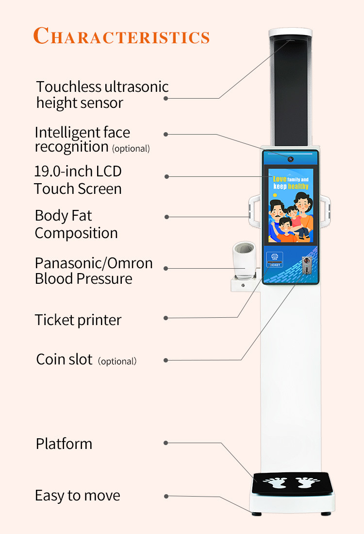 Bmi Equipment Smart Accurate Wireless Hospital Bmi Height Weight Blood Pressure Machine Body Fat Scale