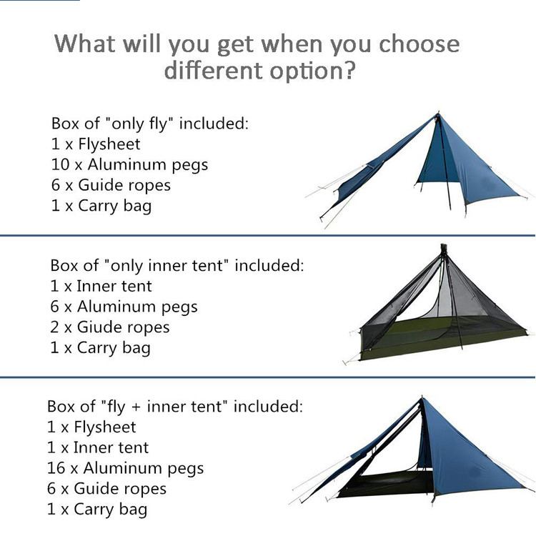 1 Person 3 Season 20D Nylon Ultralight Backpacking Tent For Camping Hiking Climbing