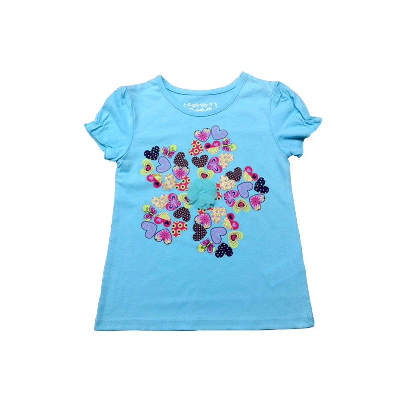 Breathable Cloth Heart Pattern Cotton Girl T-Shirts for Girls' Comfort and Fashion