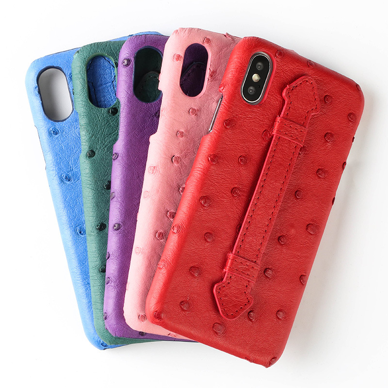 Luxury Handmade Ostrich Skin Leather Phone Back Case for iPhone XS Max 100% Test