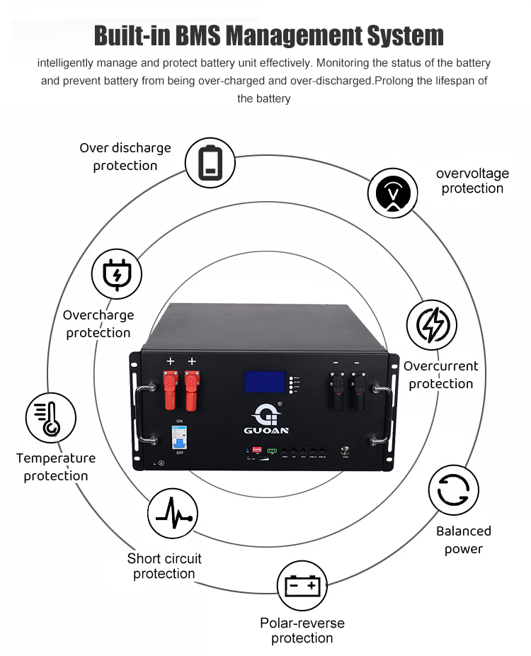 5U Desktop Energy Storage Cabinet for Solar Panel System with 48V 10KW 200AH Battery Pack