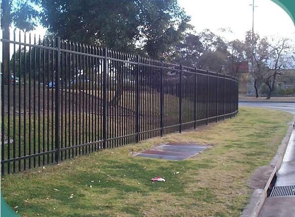 Powder coated Spear Top Garrison Steel Picket Fencing / Metal Garrison Steel Picket Fencing 2100mm height