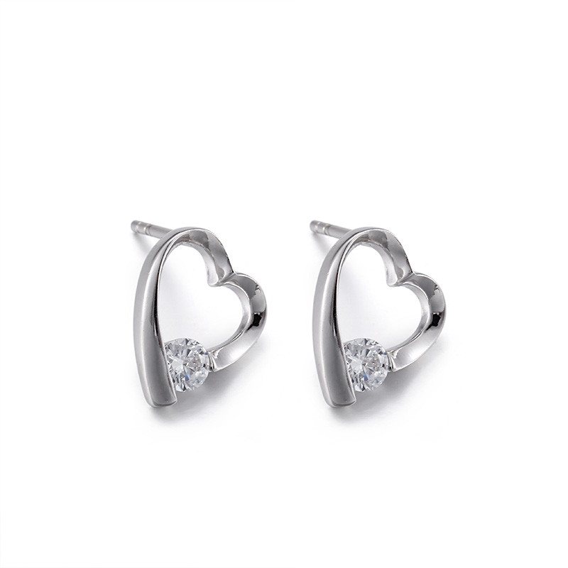 Inner Heart 925 Silver CZ Earrings 3.22g Engagement Wedding