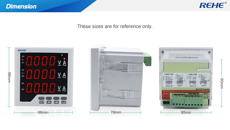 Hot sell digital three phase ampere voltage frequency with rs-485 modbus ammeter voltmeter