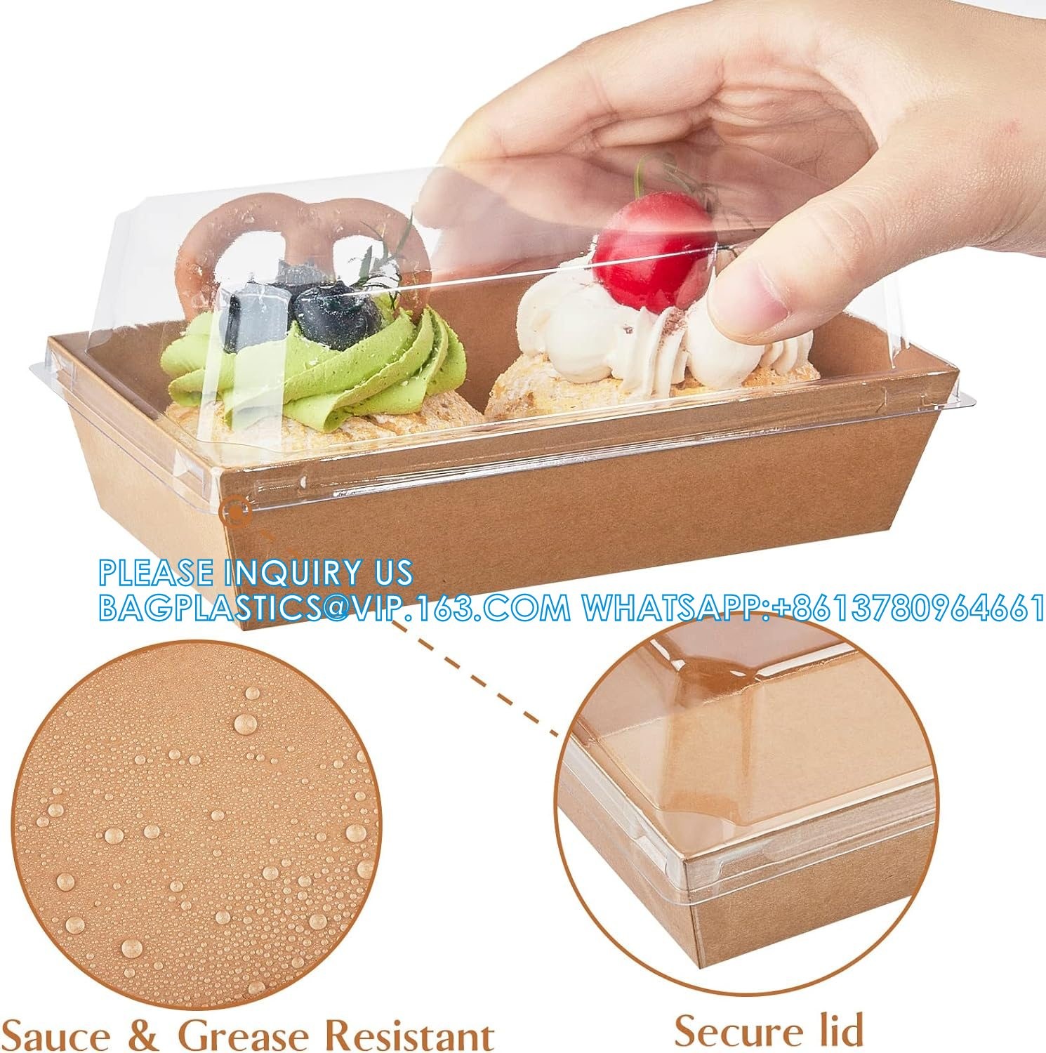 Paper Charcuterie Boxes With Clear Lids, 50 Pack Disposable Sandwich Containers, Small Kraft Bakery Treat Boxes
