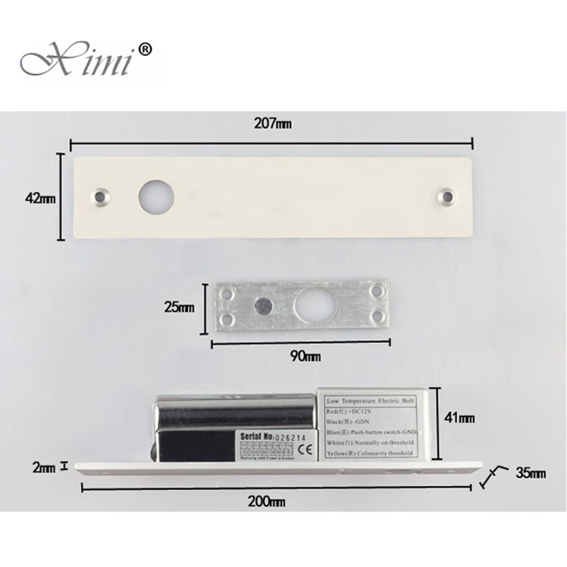 800KG Holder Force Access Control Glass Door Lock Low Temperature And Door Status Feedback Electric Bolt Lock