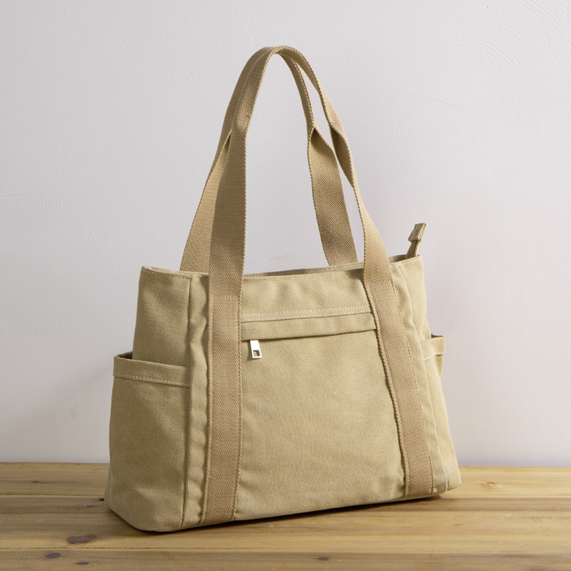 Fashion Women Canvas Shopping Bag Ladies Casual Shoulder Handbag Reusable Large Capacity Eco-Friendly Tote Bag