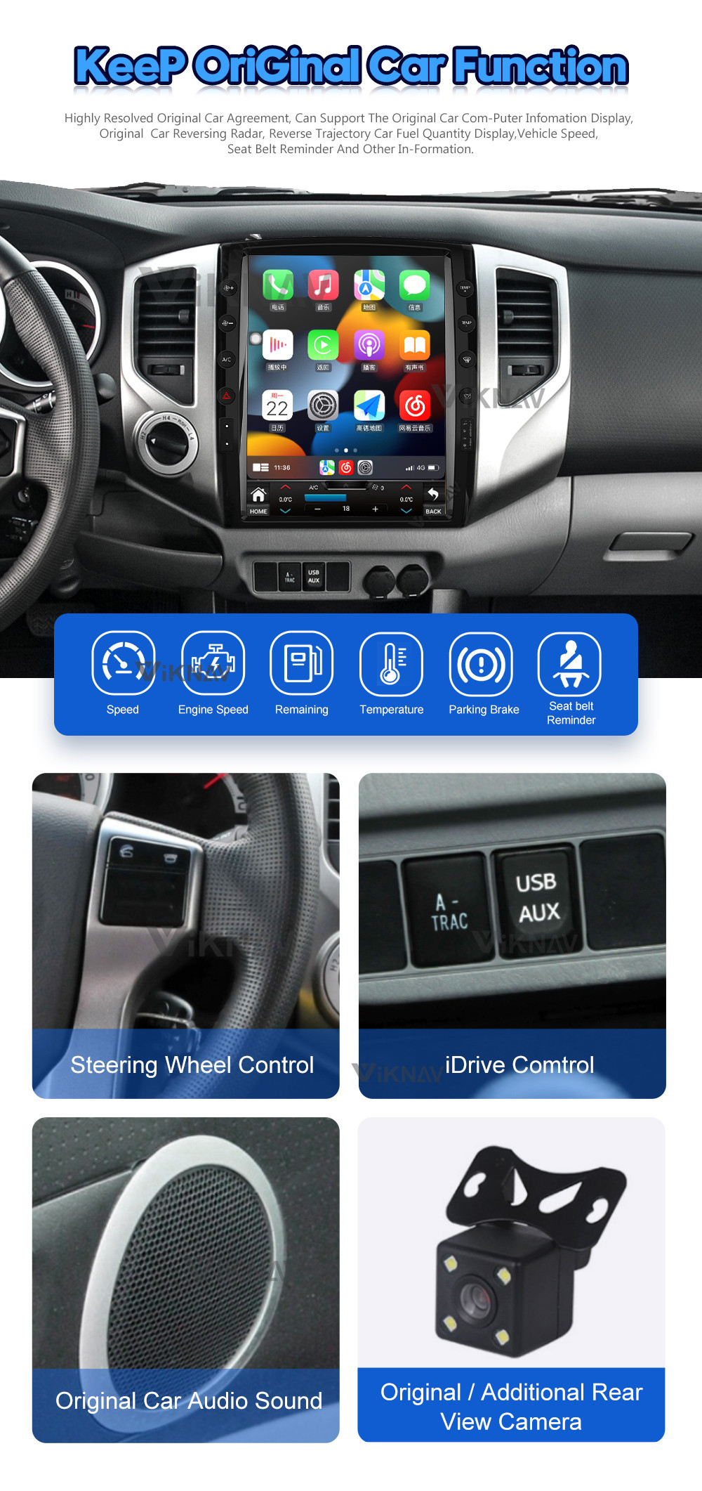 12.1inch Android Car Head Unit For TOYOTA Tacoma 2 N200 Hilux 2005 2015