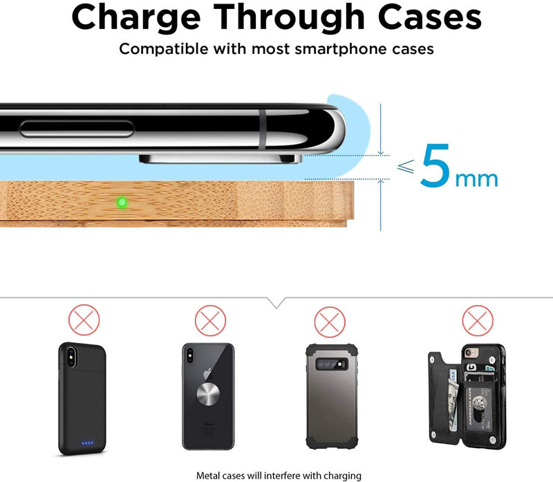 Wooden Bamboo PCB Desktop Wireless Charger 10W Pad Customized Logo