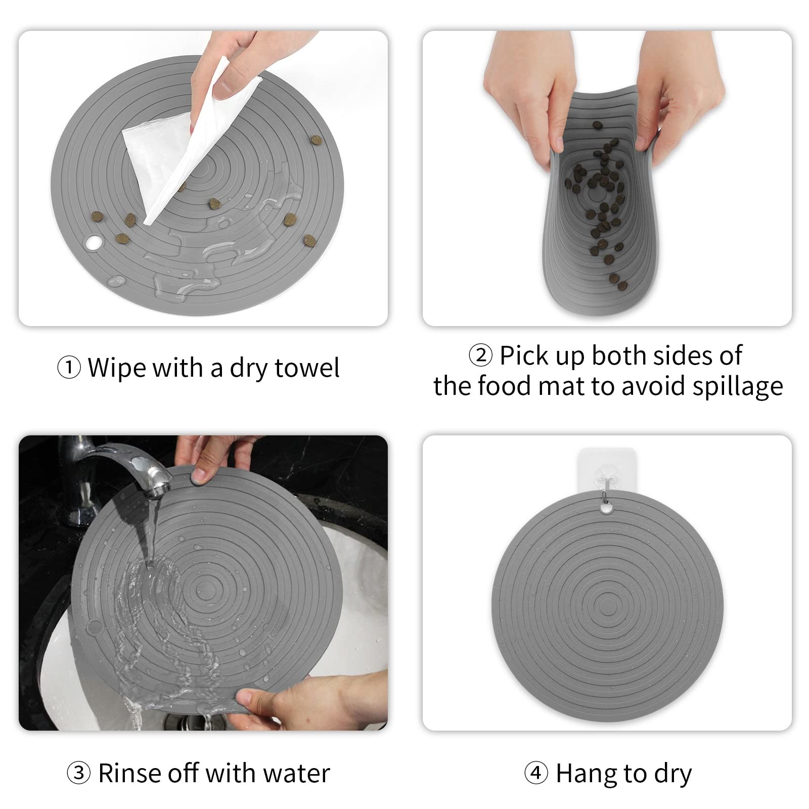 Silicone Pet Feeding Mat For Dogs And Cats Placemat Non-Slip Waterproof Dog Bowl Mats For Food Water Travel Essentials