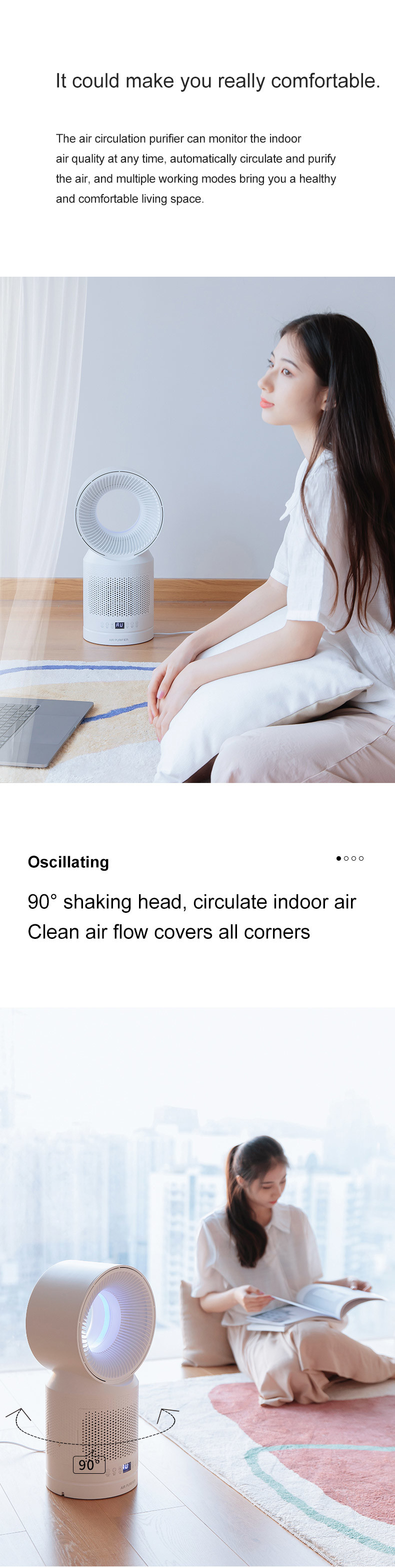 ABS Plastic Household Air Cleaner Releasing Trace Active Oxygen 100M3/h