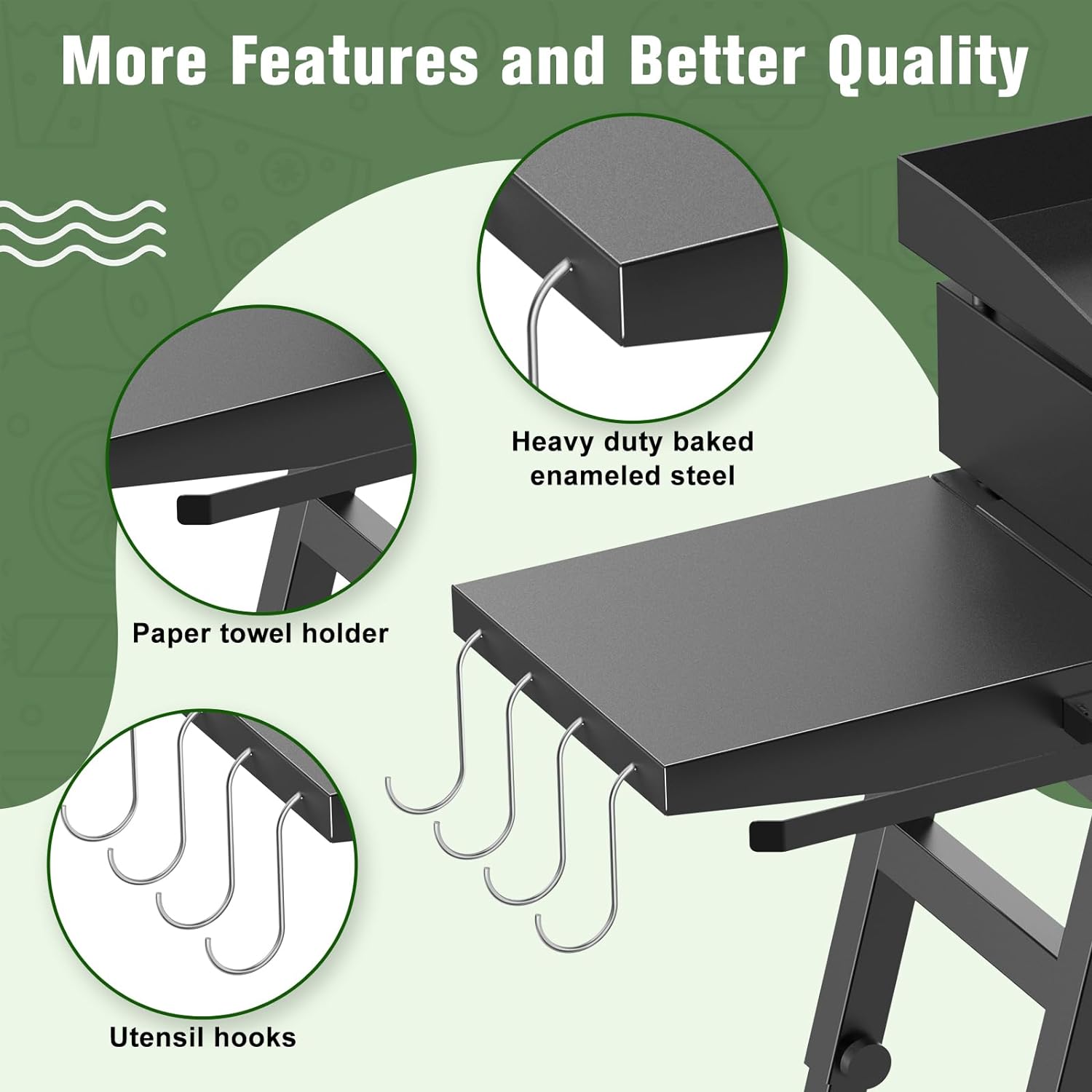 Side Storage Tray for Heavy-duty Coating Steel Griddle Stand Blackstone Griddle Stand