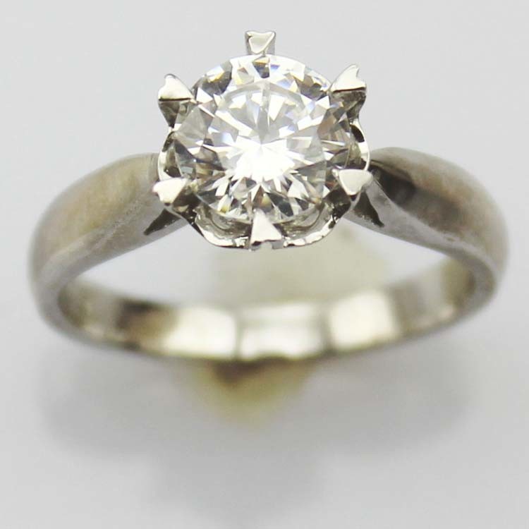 Women Jewelry 6mm Blue Topaz Cubic Zirconia 925 Silver Solitaire Ring (F09)