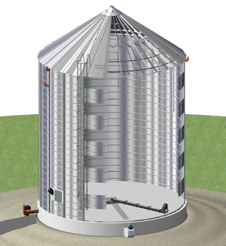 500T 1000T 10000T Vertical Grain Storage Silo , Hot Dip Galvanized Flat Bottom Grain Bins