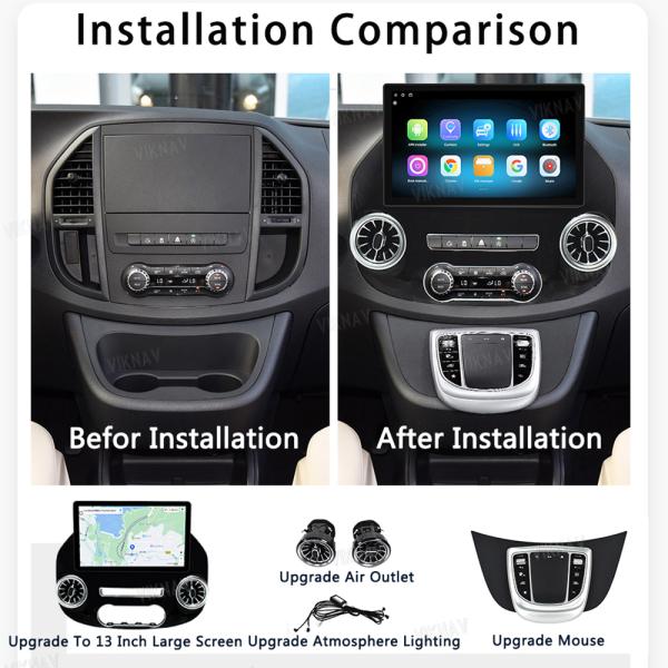 Viknav 13 Inch Android Car Radio For Benz Vito 2015-2021 (128GB Car Radio+Digital Instrument Cluster+Mouse)