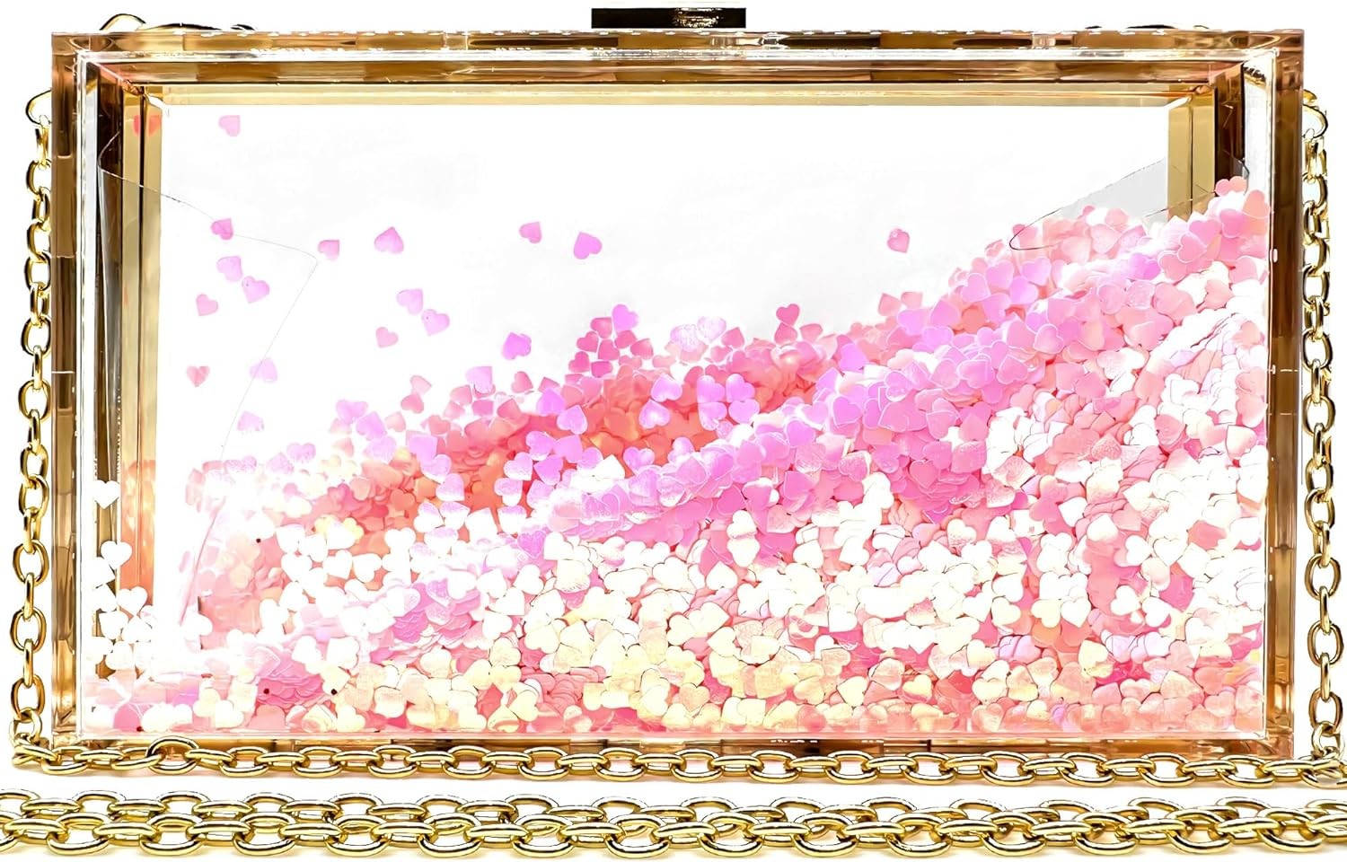 JeVenis Magical Transparent Sequins Clutch Purse Evening Handbag For Party Prom Bride