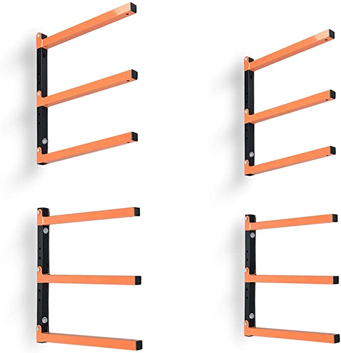 Bars Wall Mount Wood Organizer Lumber Storage Metal Rack with 3-Level