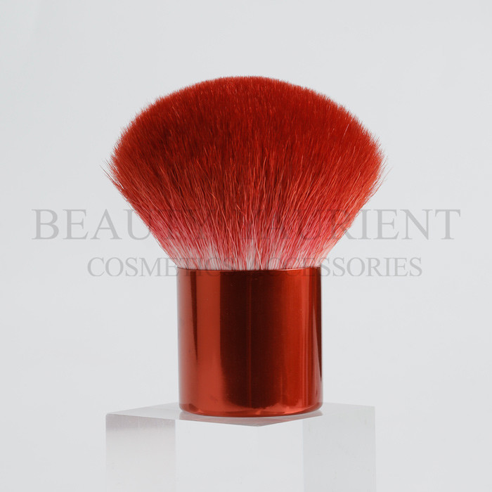 Red Metalized Handle Kabuki Bronzer Brush Daily Makeup Tools High Performance