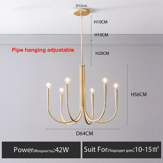 Retro Style Swoop Arm Chandelier Living Room Luxury American pendant lamp best lighting(WH-AP-570)