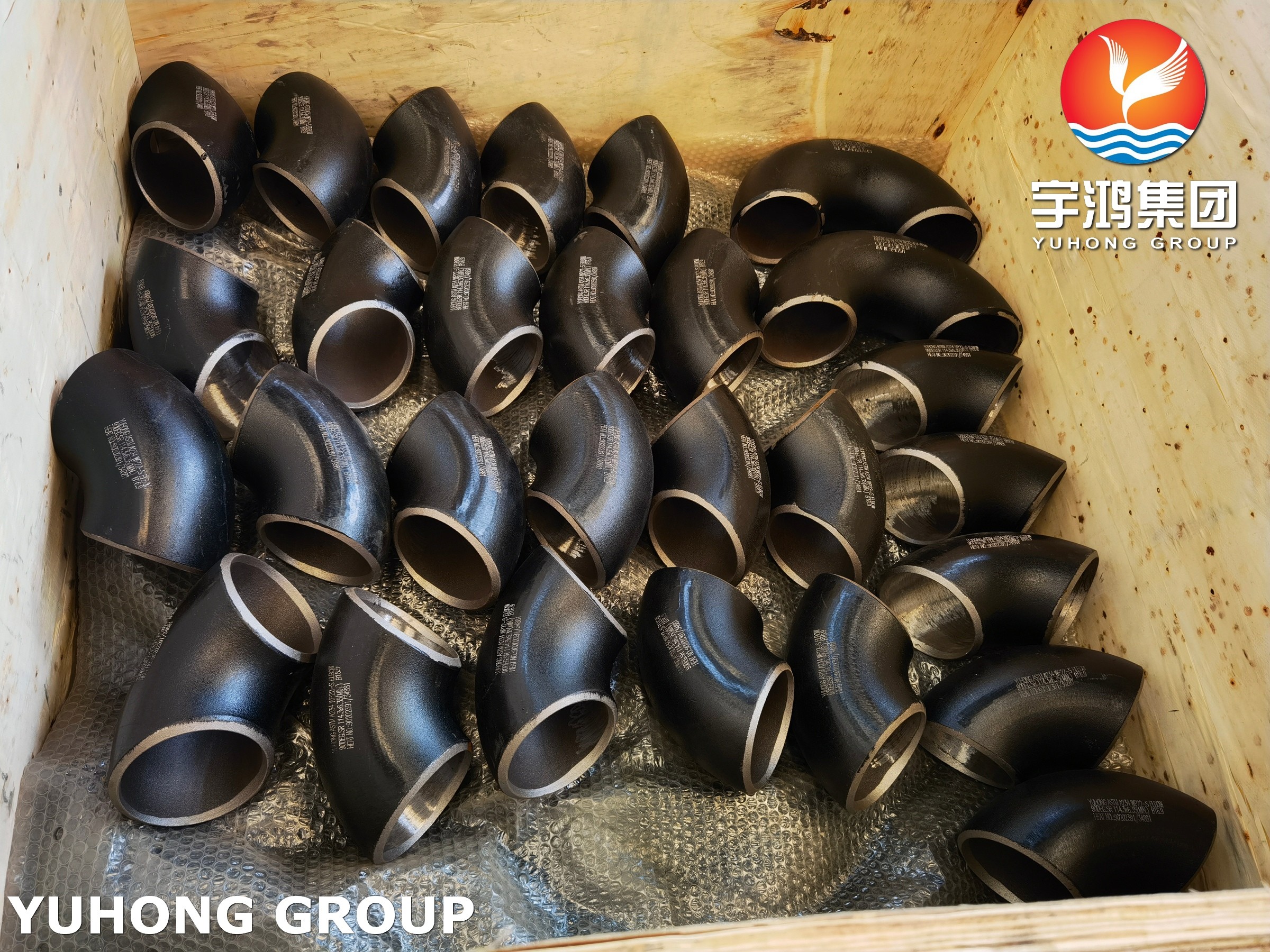 ASTM A234 WP22 CL1 / CL3 Alloy Steel Fitting Buttweld 180° Elbow Black Painted