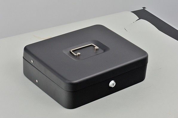 Powder Metal Money Box With Lock Clips / Modern Antitheft Portable Office Money Safes