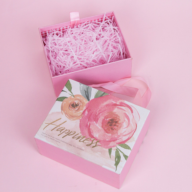 Pink Silk Scarf Jewelry Gift Boxes Bulk Rectangle Hand Cosmetics Box