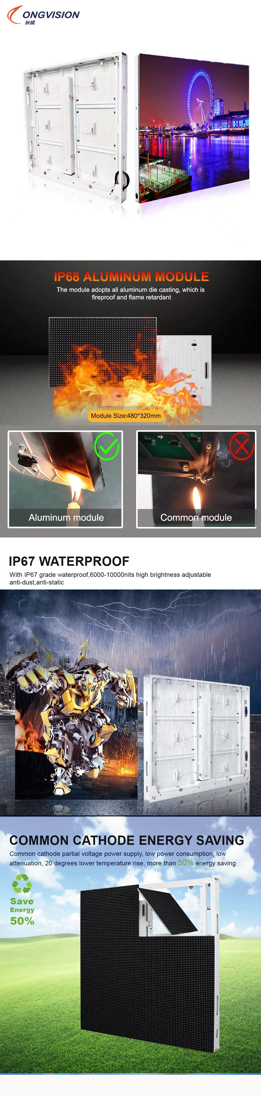 P10 IP67 960*960mm Outdoor Led Display Screen Common Cathode