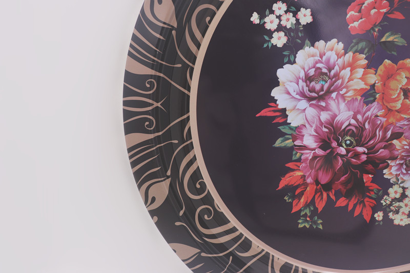 30cm Black Vietnamese Metal Steel Dinner Plates For Restaurant