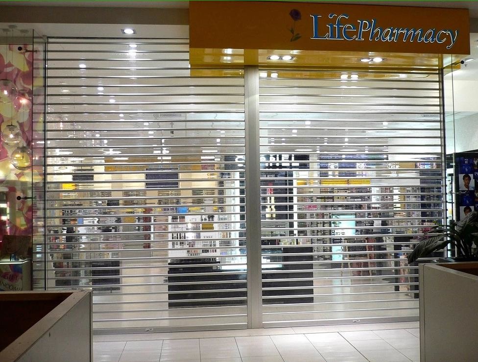 Vision Clear Store Front Steel Roller Shutter Door Crystal Polycarbonate 380V Commercial