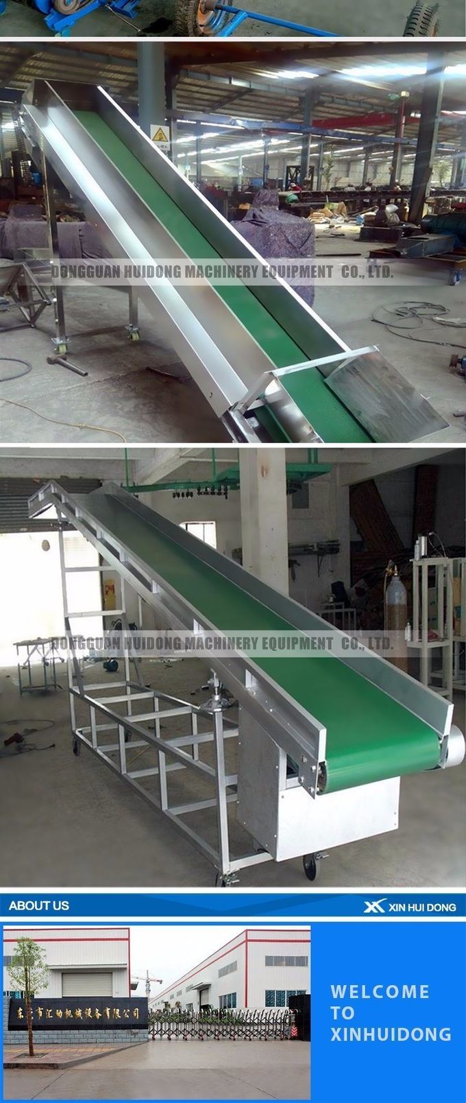 Custom Inclined Roller Conveyor , Rubber Belt Roller Bed Conveyor For Logistics Filed