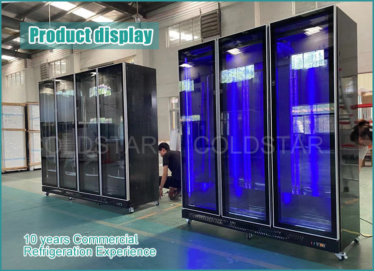 Auto Defrost Glass Sliding Door Upright Bottle Cooler For Bar & Coffee Shop