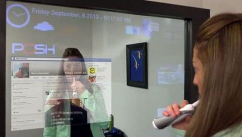23.6 Inch Android Network Wall Mount Make-Up Mirror Lcd Interactive Display