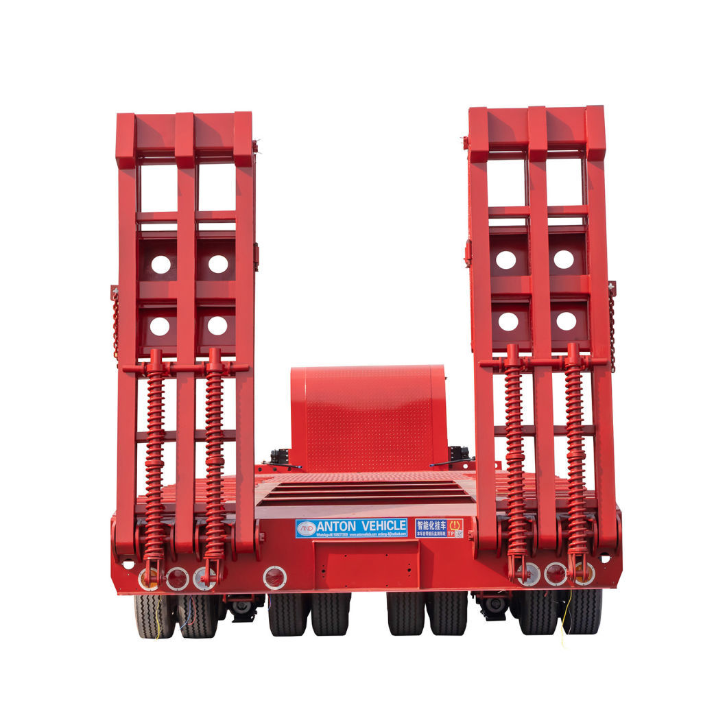 China Manufacture Heavy Duty Gooseneck Low Bed Excavator Construction Machinery Transportation Semi Trailer