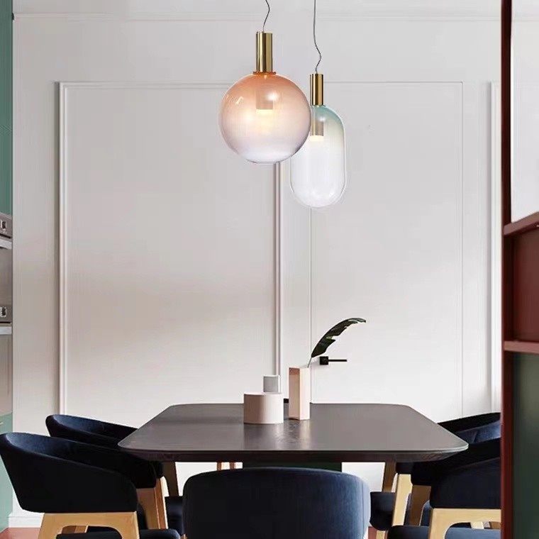 Dining Room Creative Hanging Lamp LED Chandelier Light Restaurant Bar Design Glass Fixture