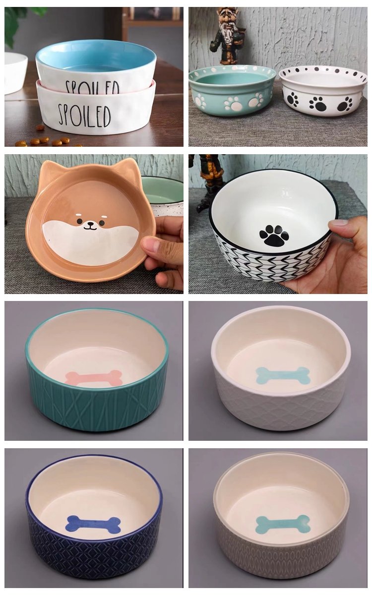 Cat Ceramic Pet Bowl Anti Vomiting Tilted With 4.5 Inch 6 Inch Size