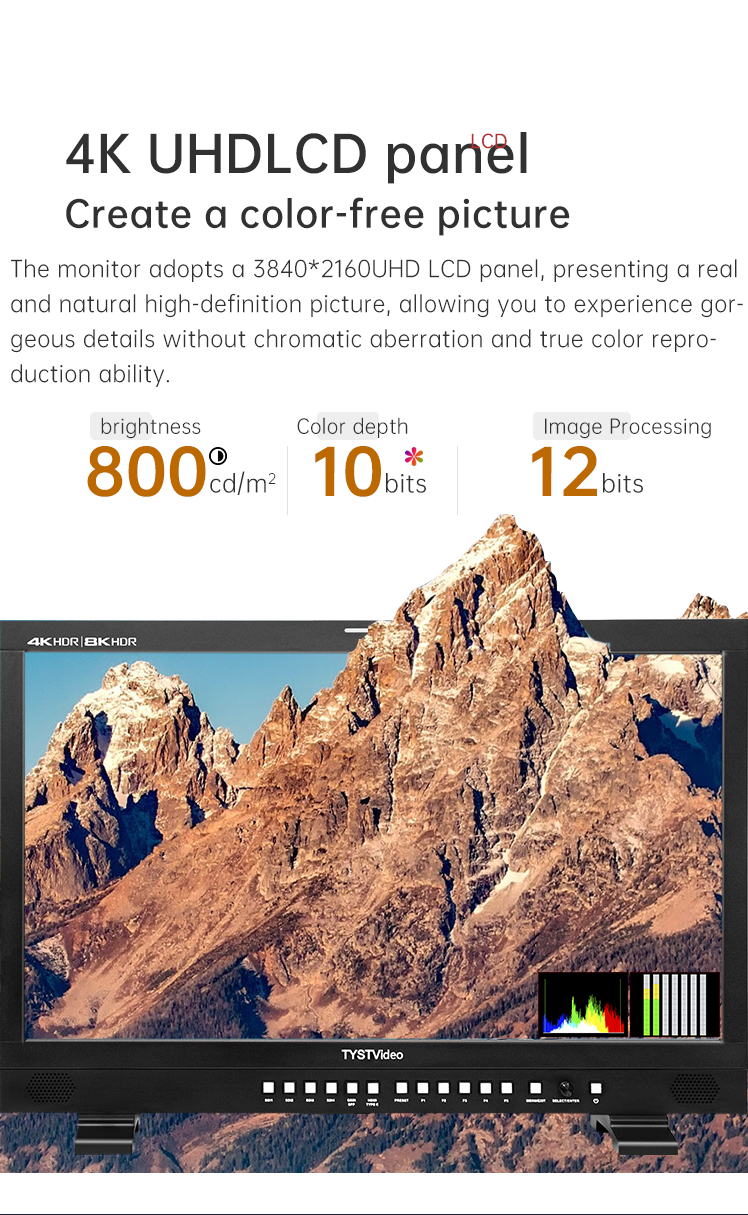 TYSTVideo Ultra-HD Director Monitor 12G-SDI Input/Output 32'' Large Screen Private Mold Support HDR mode/Gamma EOTF