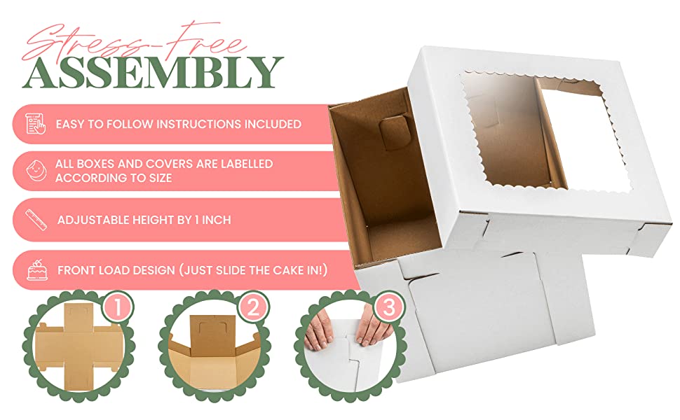 ISO9001 Certified Custom Cake Boxes for Wedding and Birthday 10x10x5 20x20x8