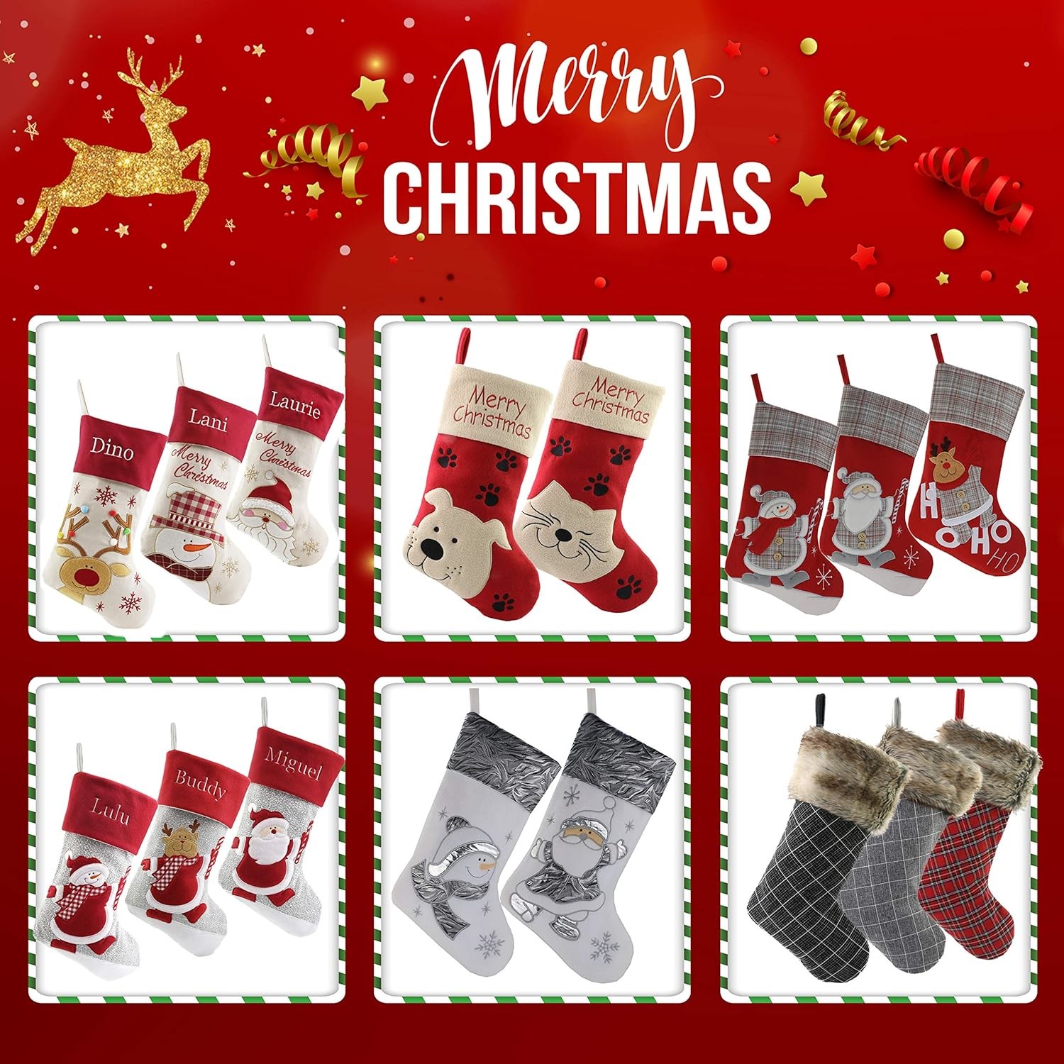 Christmas Stockings Unique 3D Gnomes Xmas Stockings Santa Claus Fireplace Hanging Stockings for Christmas Ornaments