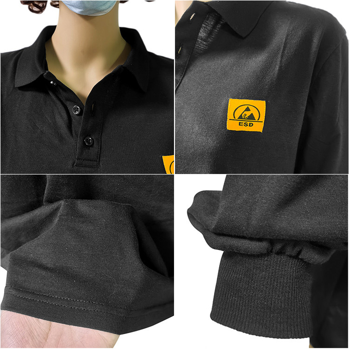 Cleanroom Washable Anti Static Polo Shirts Long Sleeve PLUS Sizes