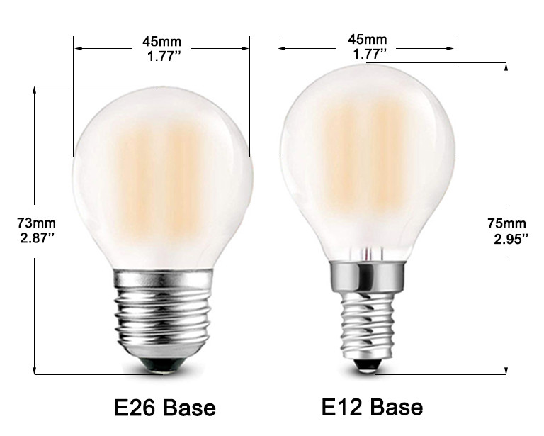 G45 Frosted LED Filament Bulb E12 E26 E27 Retro Vintage Globe 6W 2700K