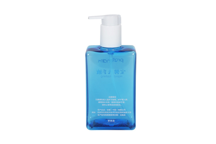 Lotion 10oz Shampoo bottle Hand Sanitizer Pump Bottle Transparent Blue Square PET Oem Odm