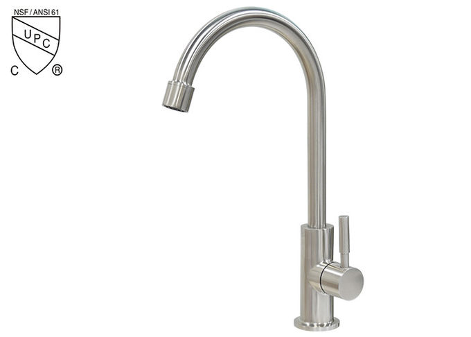 cupc 304 Stainless Steel Kitchen Mixer Cold Water Tap Single Handle Brushed sink Faucet