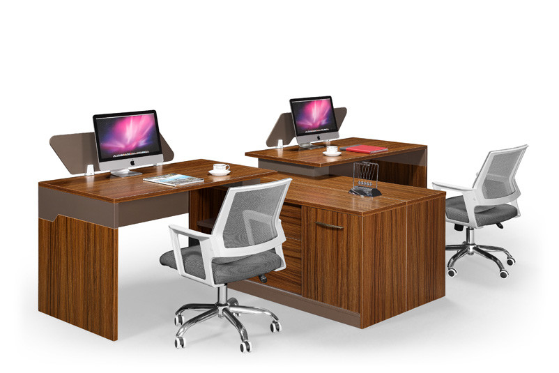 Wooden Legs Office Workstation Table , Mobile Cabinet Workstation Panel Wood Style