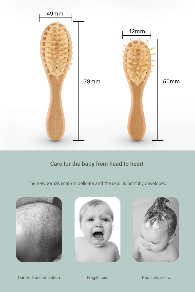 Eco Friendly Wooden Baby Brush And Comb Set Baby Shower Brush Comfortable