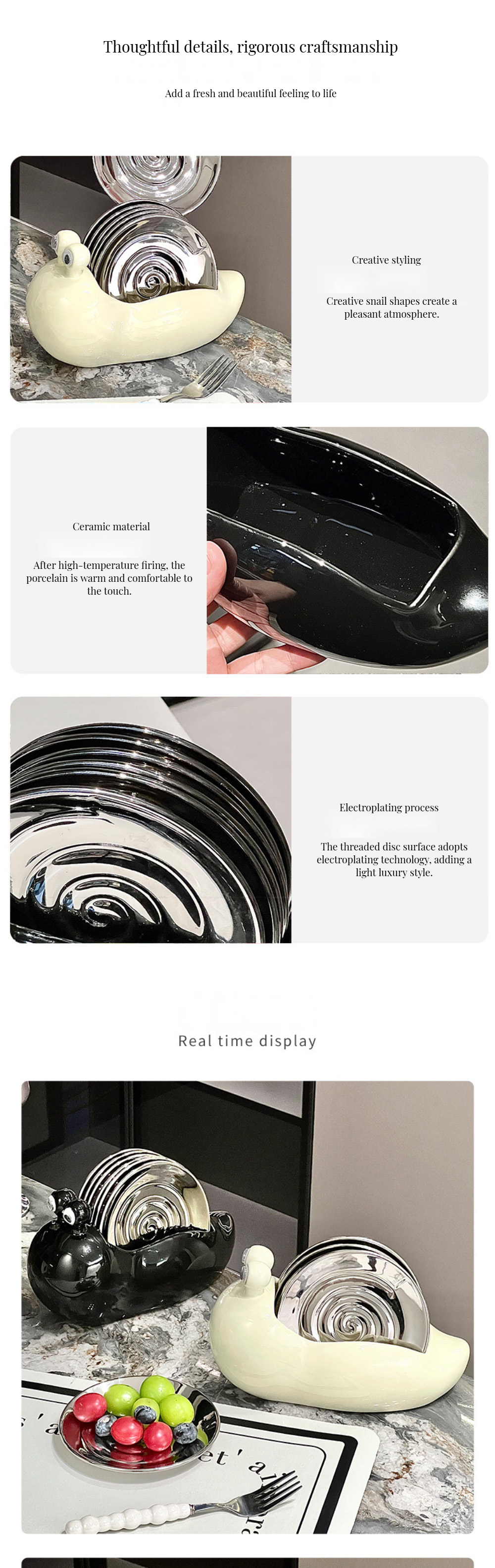 Stocked Dinnerware Sets with Handpainted Ceramic Snail Dish of Kitchen Accessories