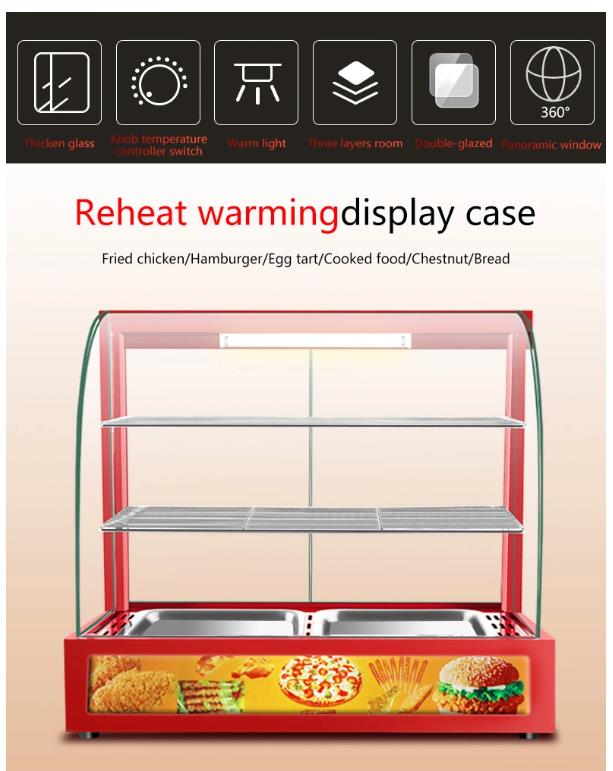 Stainless Steel Commercial Food Display Warmer in with 3 Layers and Easy Operation
